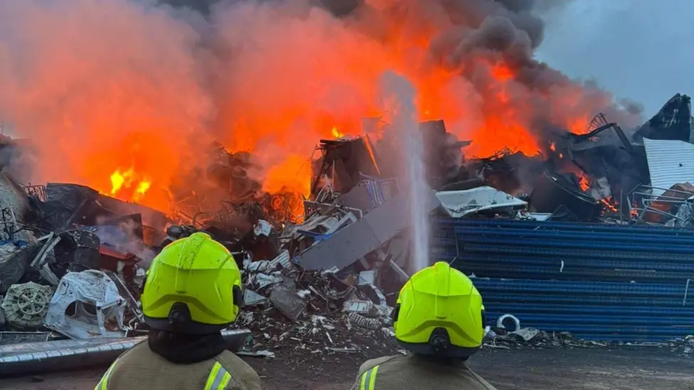 Blaze at recycling site